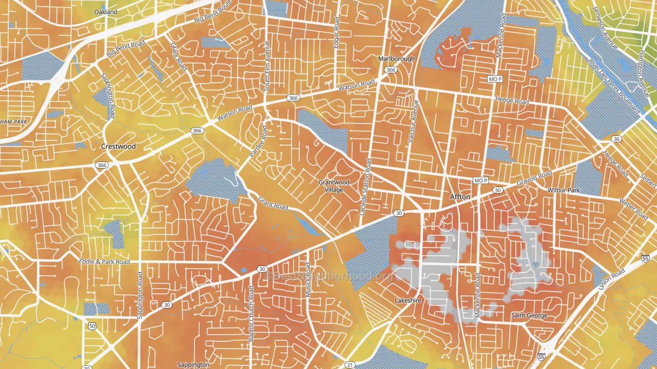 Bike Grade map of Grantwood Village, MO