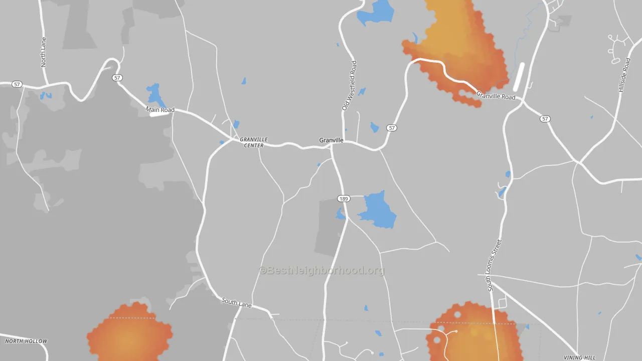 Bike Grade map of Granville Center, MA