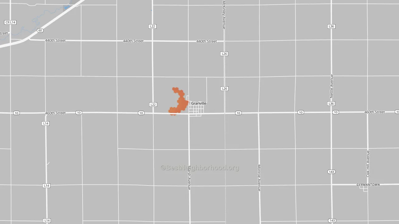 Bike Grade map of Granville, IA