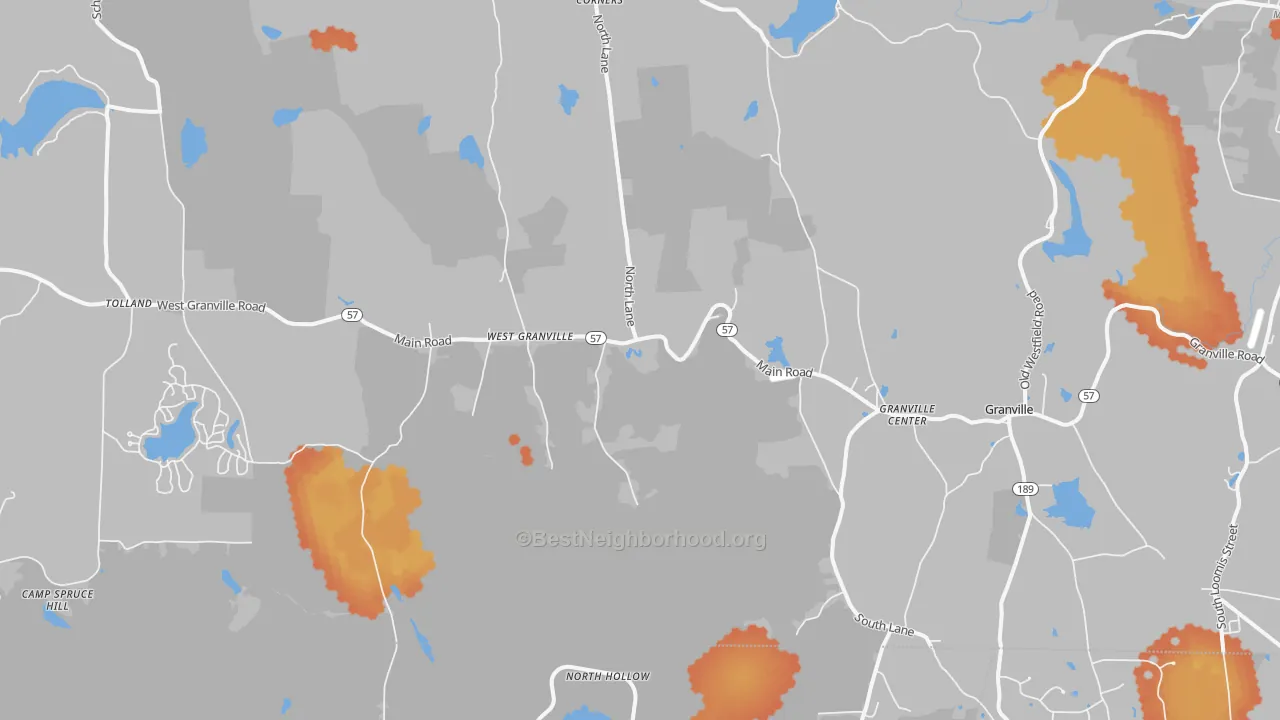 Bike Grade map of Granville, MA