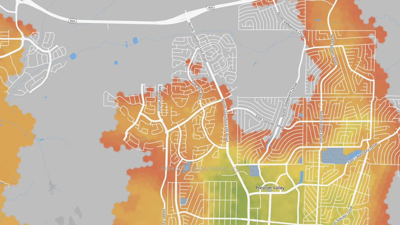Bike Grade map of Granville, Prescott Valley, AZ