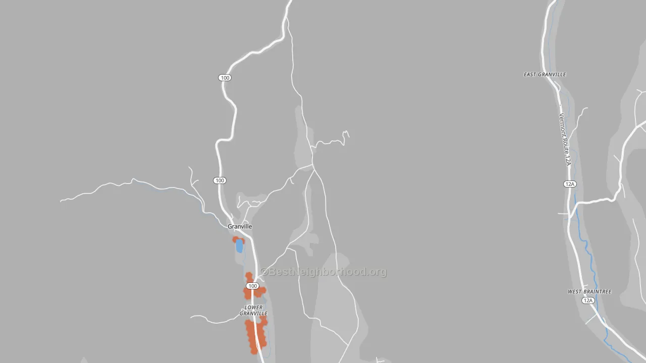 Bike Grade map of Granville, VT