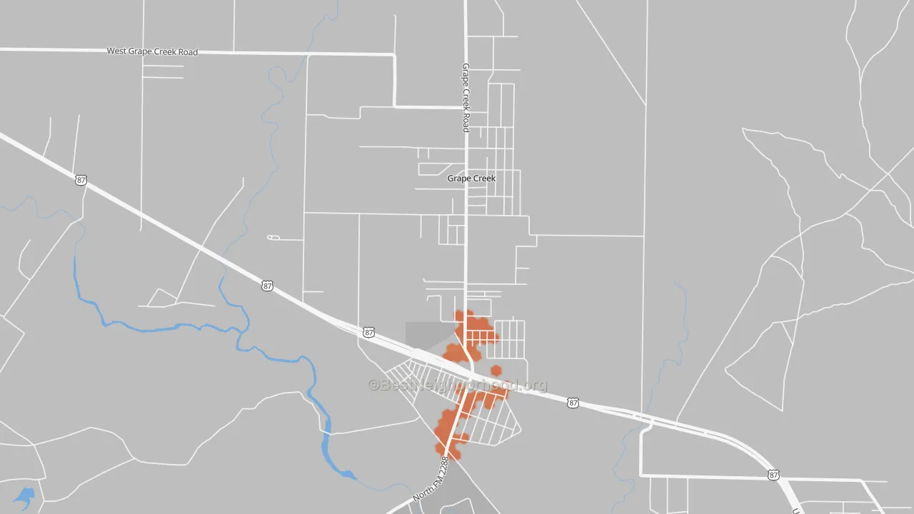 Bike Grade map of Grape Creek, TX