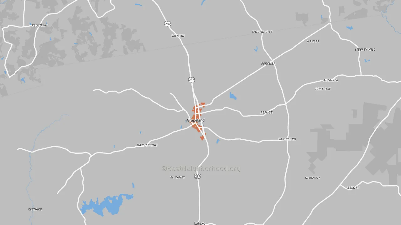 Bike Grade map of Grapeland, TX