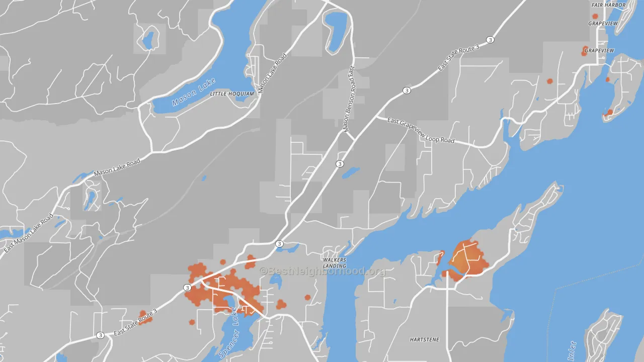 Bike Grade map of Grapeview, WA