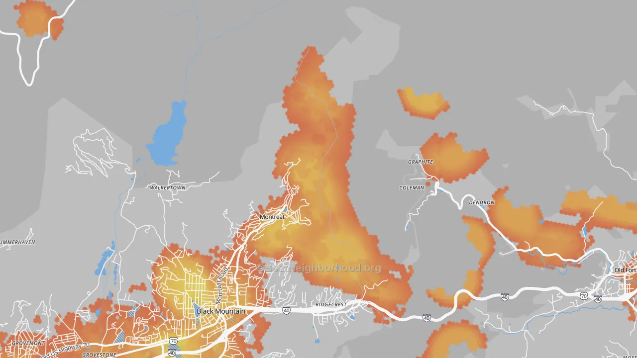 Bike Grade map of Graphite, NC