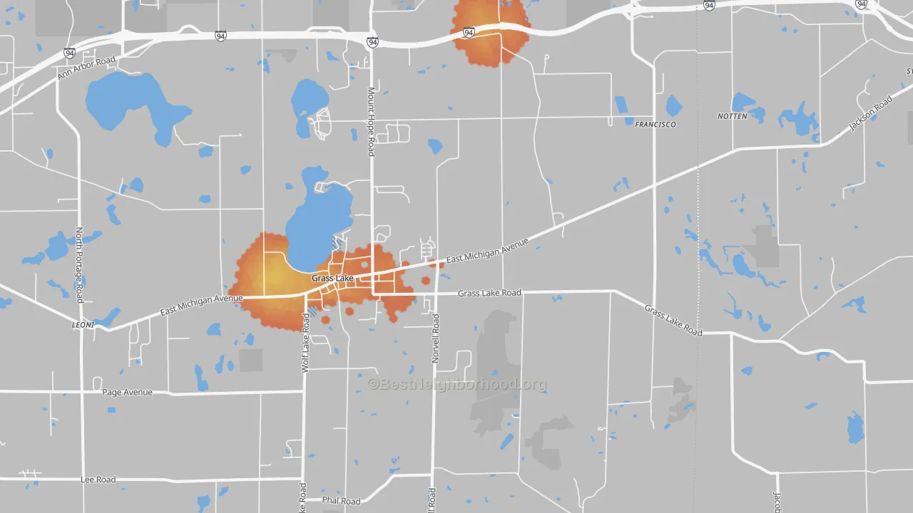 Bike Grade map of Grass Lake, MI