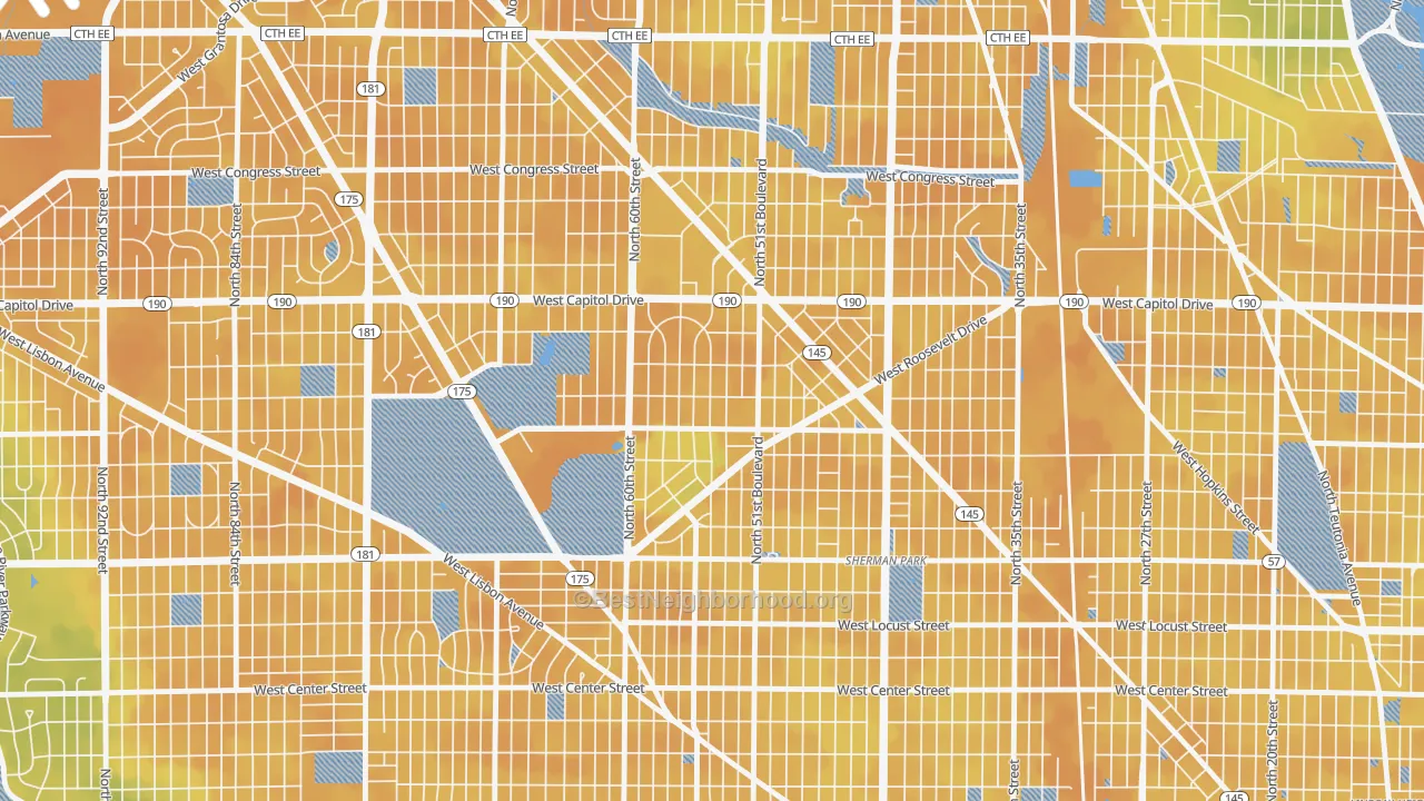 Bike Grade map of Grasslyn Manor, Milwaukee, WI
