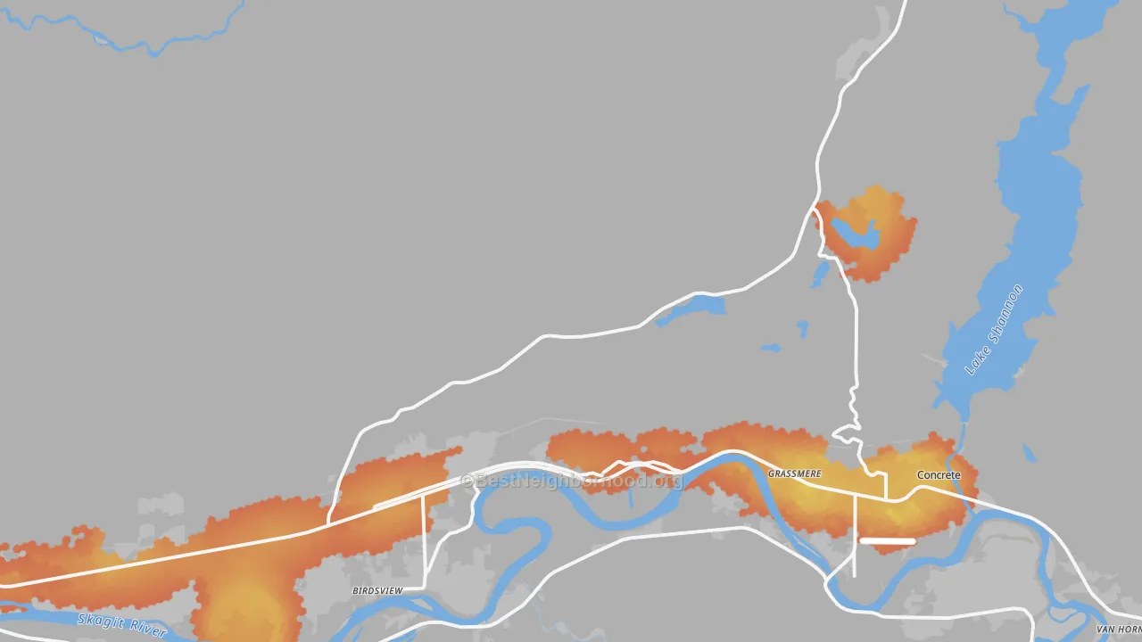 Bike Grade map of Grassmere, WA