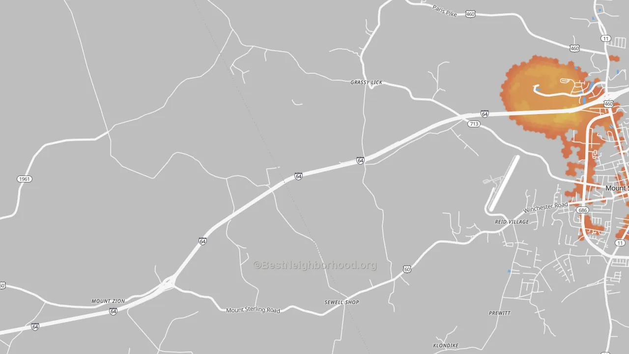 Bike Grade map of Grassy Lick, KY