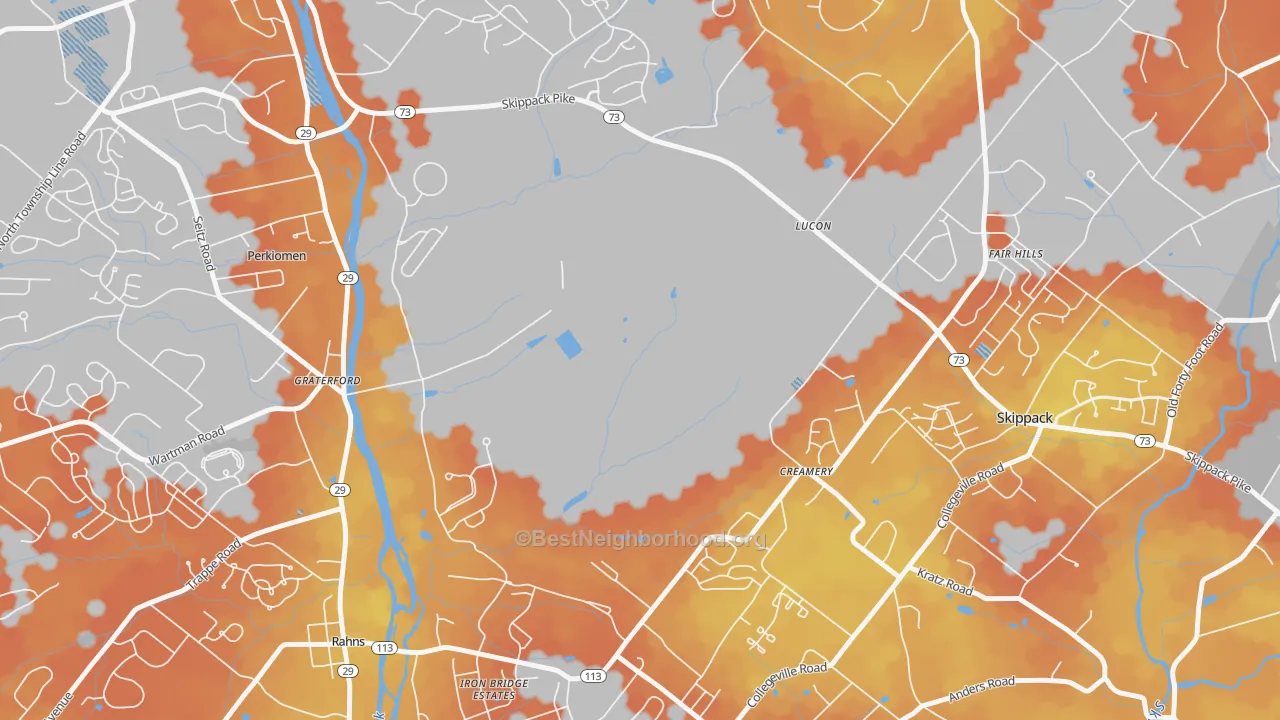 Bike Grade map of Graterford, PA