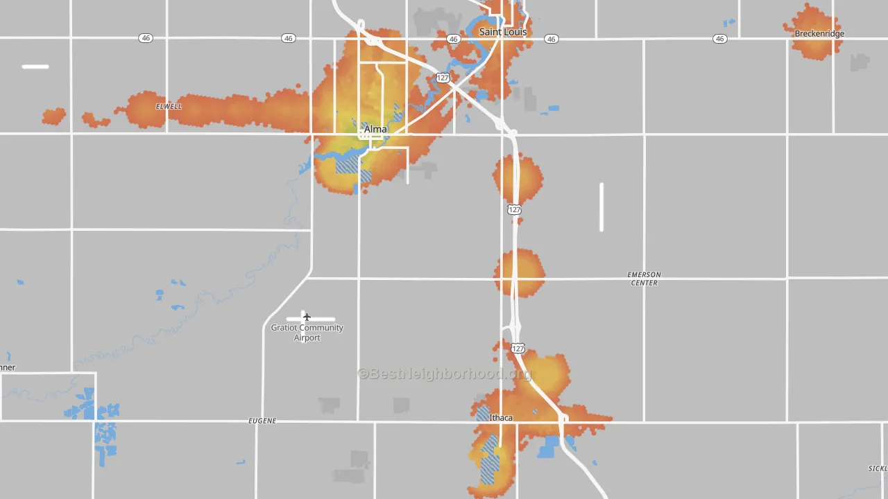 Bike Grade map of Gratiot County, MI