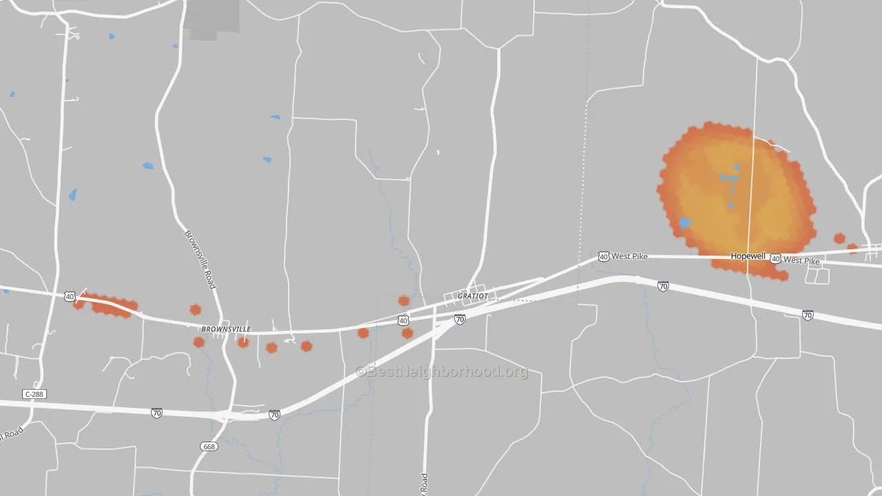 Bike Grade map of Gratiot, OH