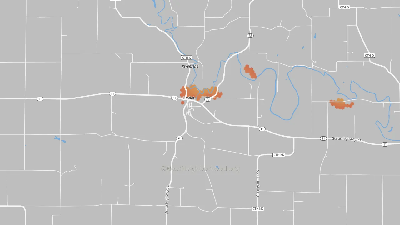 Bike Grade map of Gratiot, WI