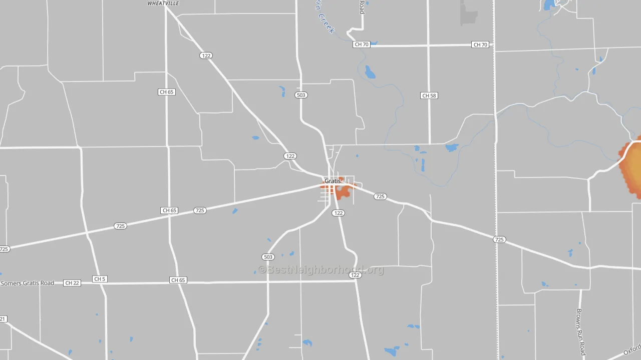 Bike Grade map of Gratis, OH
