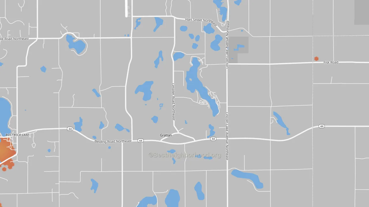 Bike Grade map of Grattan, MI