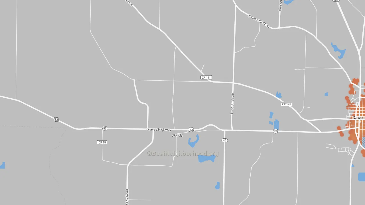Bike Grade map of Graves, GA