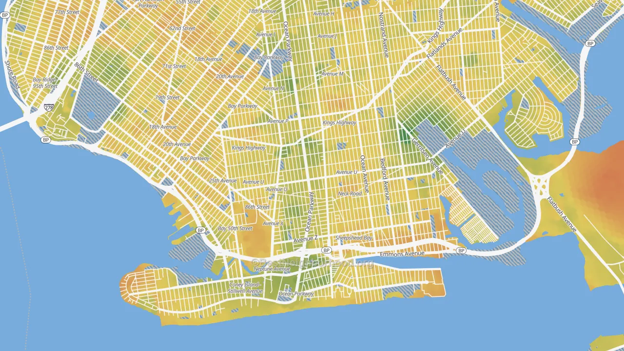 Bike Grade map of Gravesend-Sheepshead Bay, Brooklyn, NY