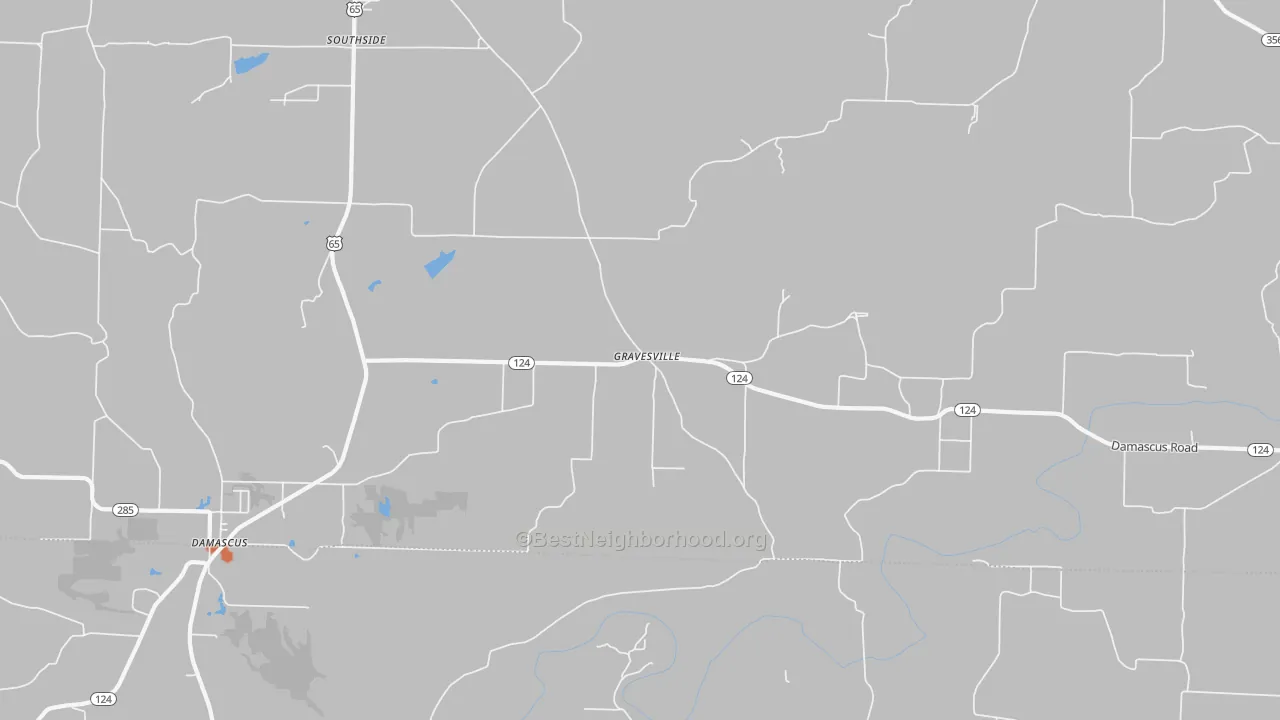 Bike Grade map of Gravesville, AR