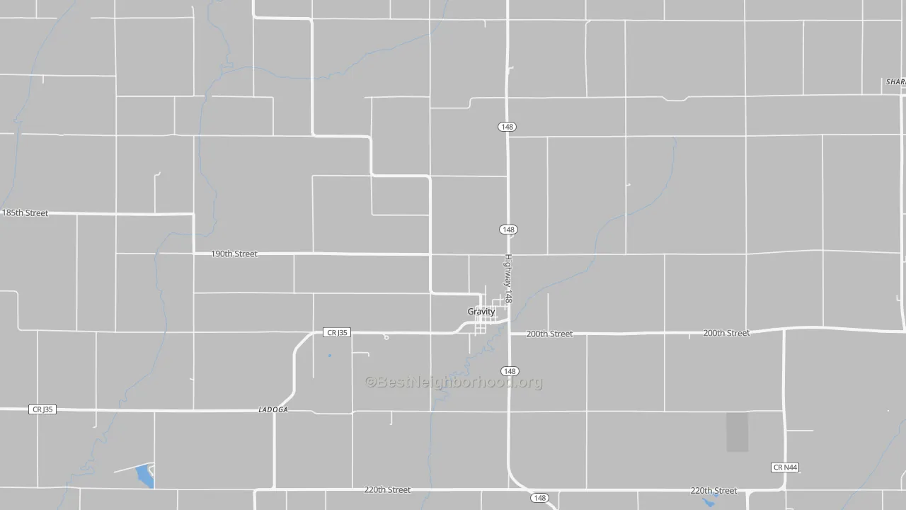 Bike Grade map of Gravity, IA