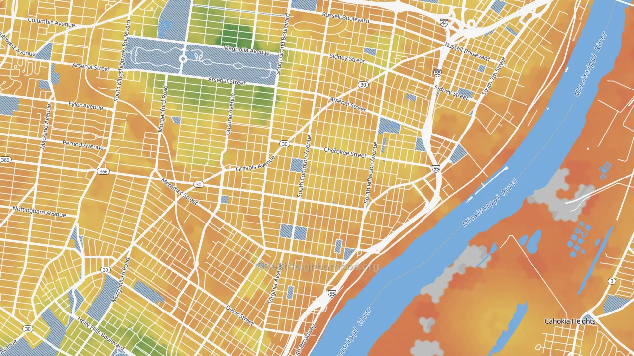 Bike Grade map of Gravois Park, St. Louis, MO