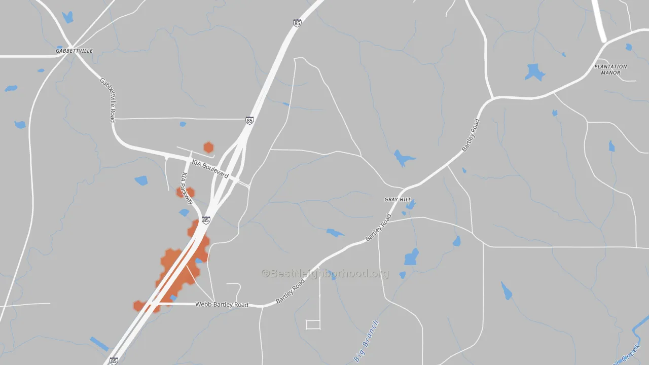 Bike Grade map of Gray Hill, GA