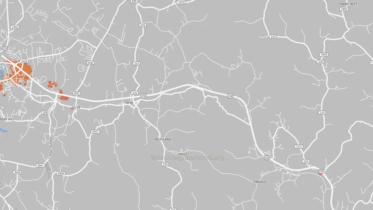 Bike Grade map of Gray, KY