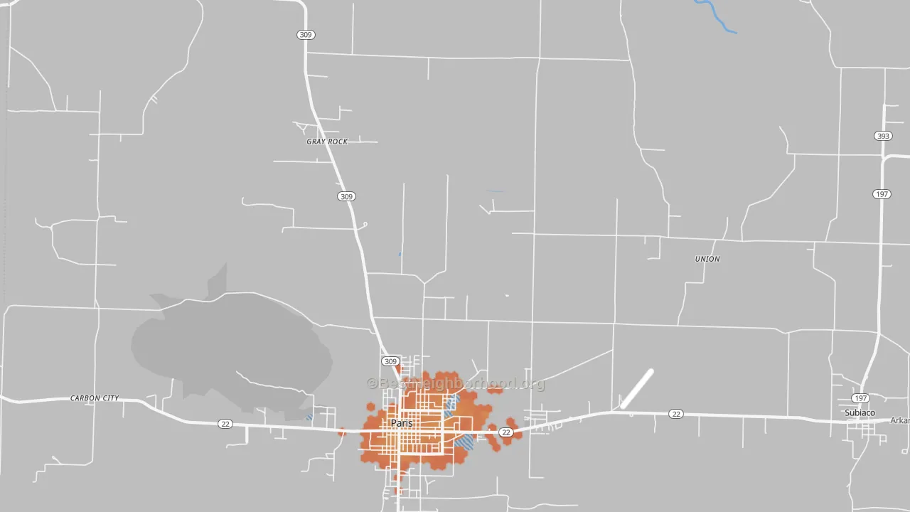 Bike Grade map of Gray Rock, AR