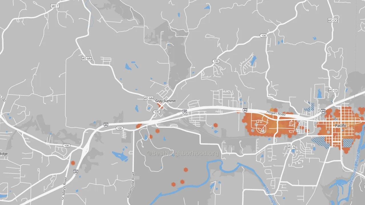 Bike Grade map of Gray Summit, MO