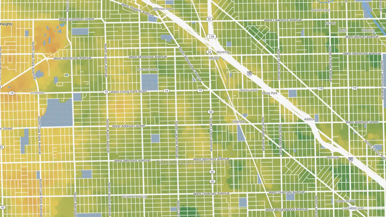 Bike Grade map of Grayland, Chicago, IL
