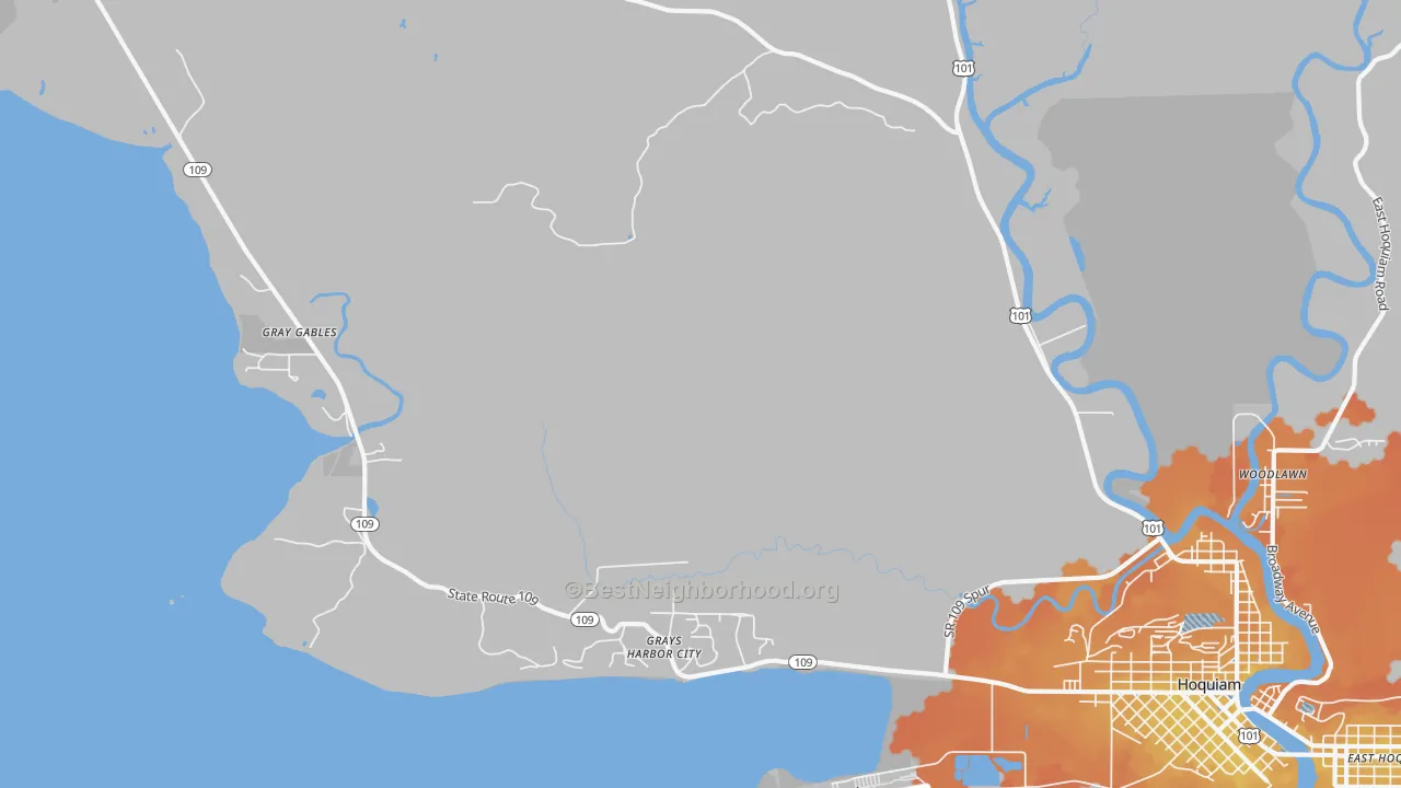Bike Grade map of Grays Harbor City, WA
