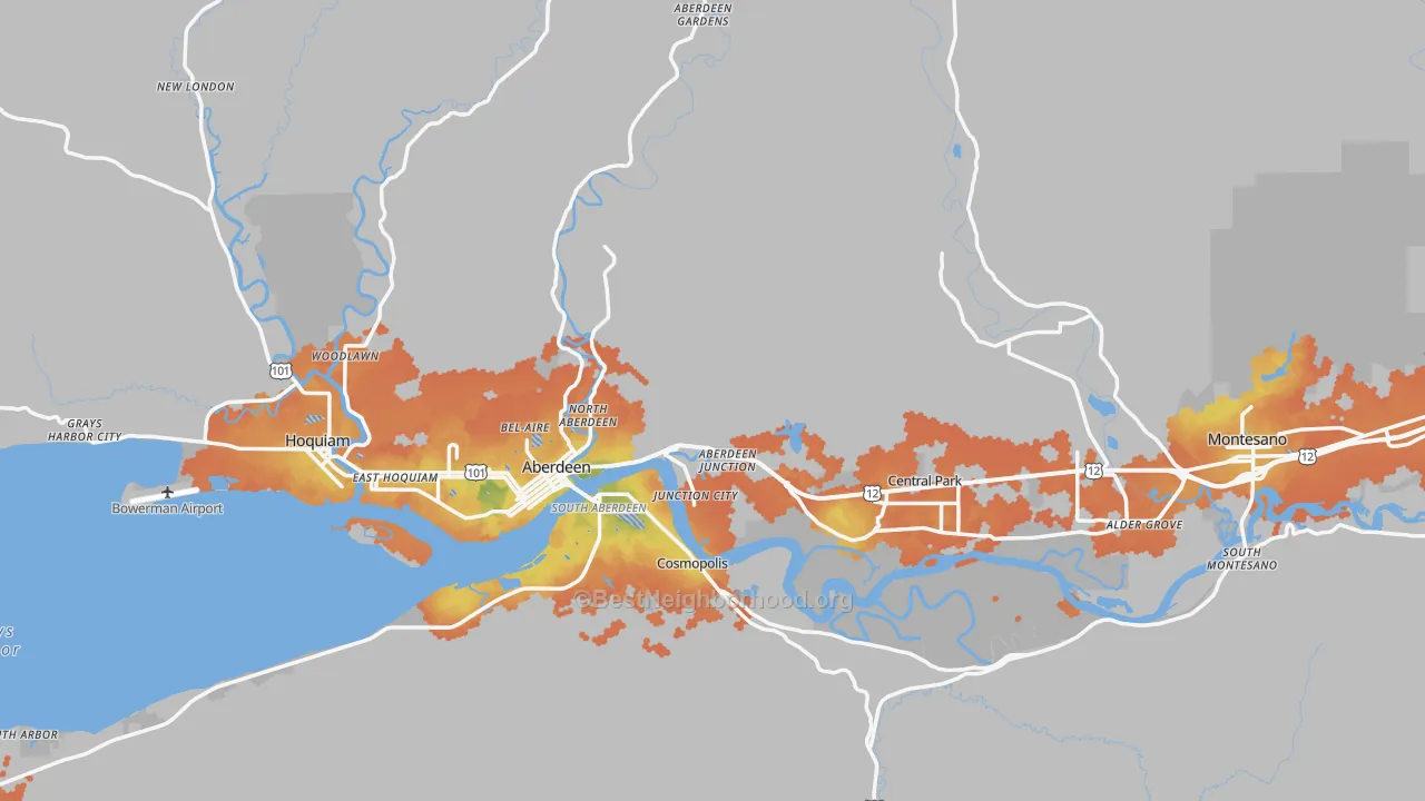 Bike Grade map of Grays Harbor County, WA