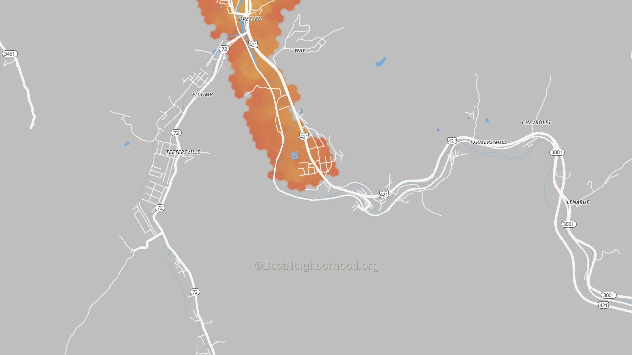 Bike Grade map of Grays Knob, KY