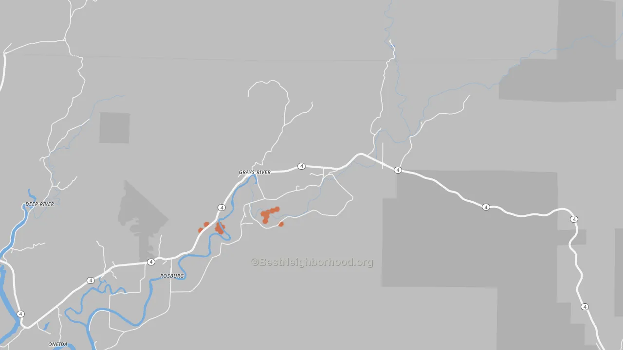 Bike Grade map of Grays River, WA
