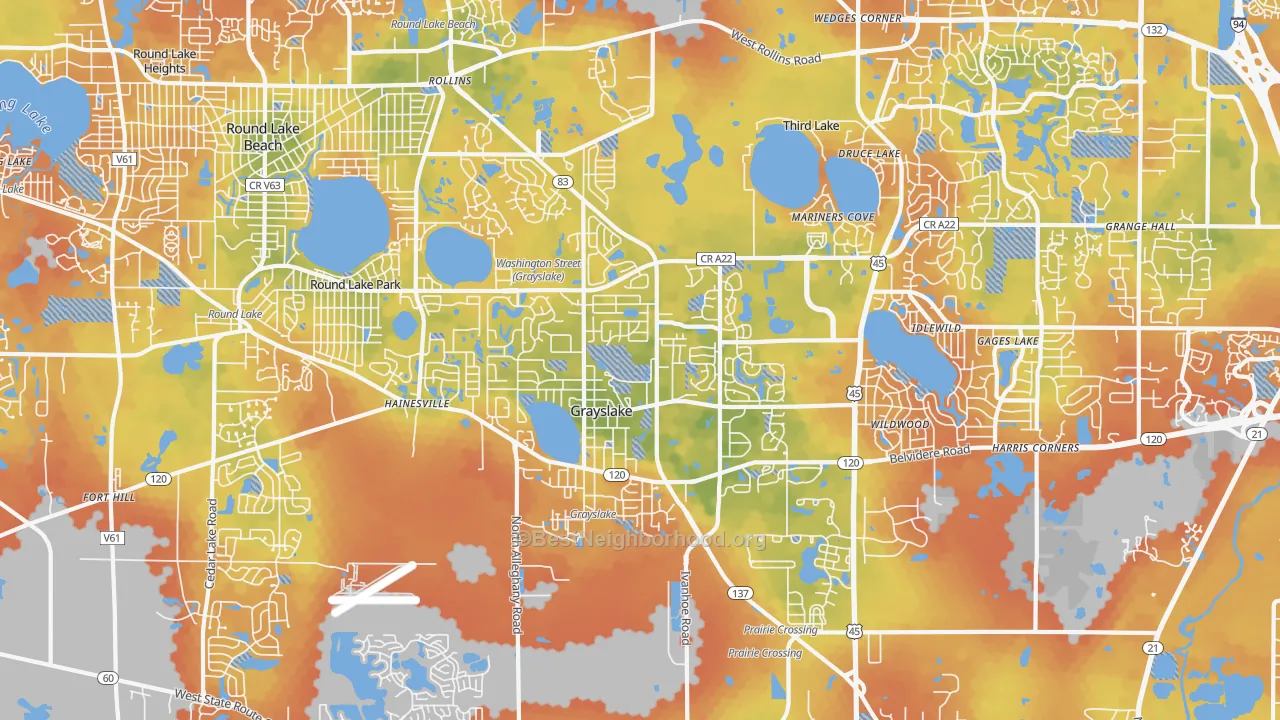 Bike Grade map of Grayslake, IL