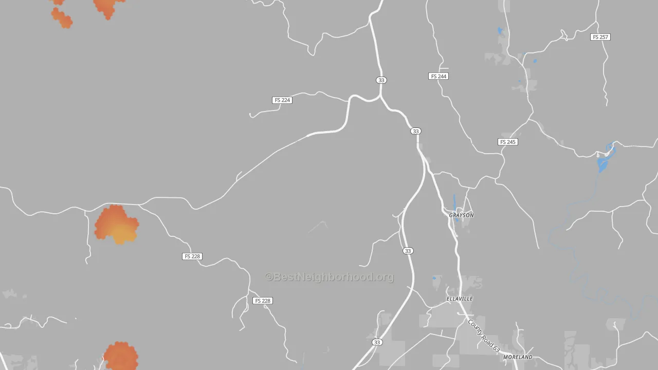 Bike Grade map of Grayson, AL