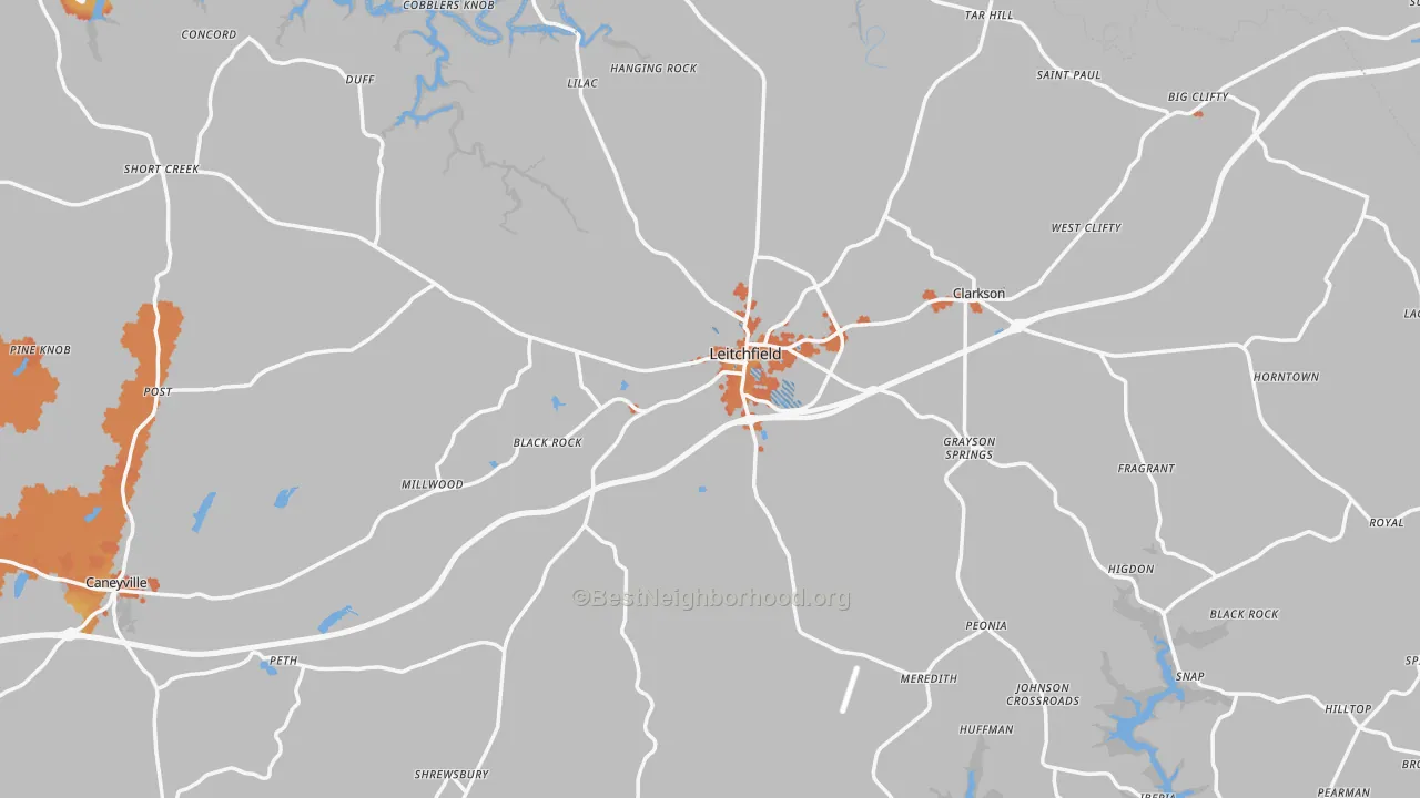 Bike Grade map of Grayson County, KY