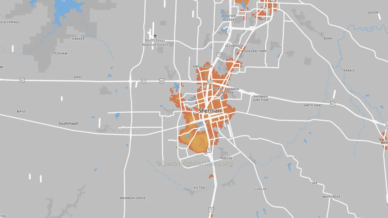 Bike Grade map of Grayson County, TX