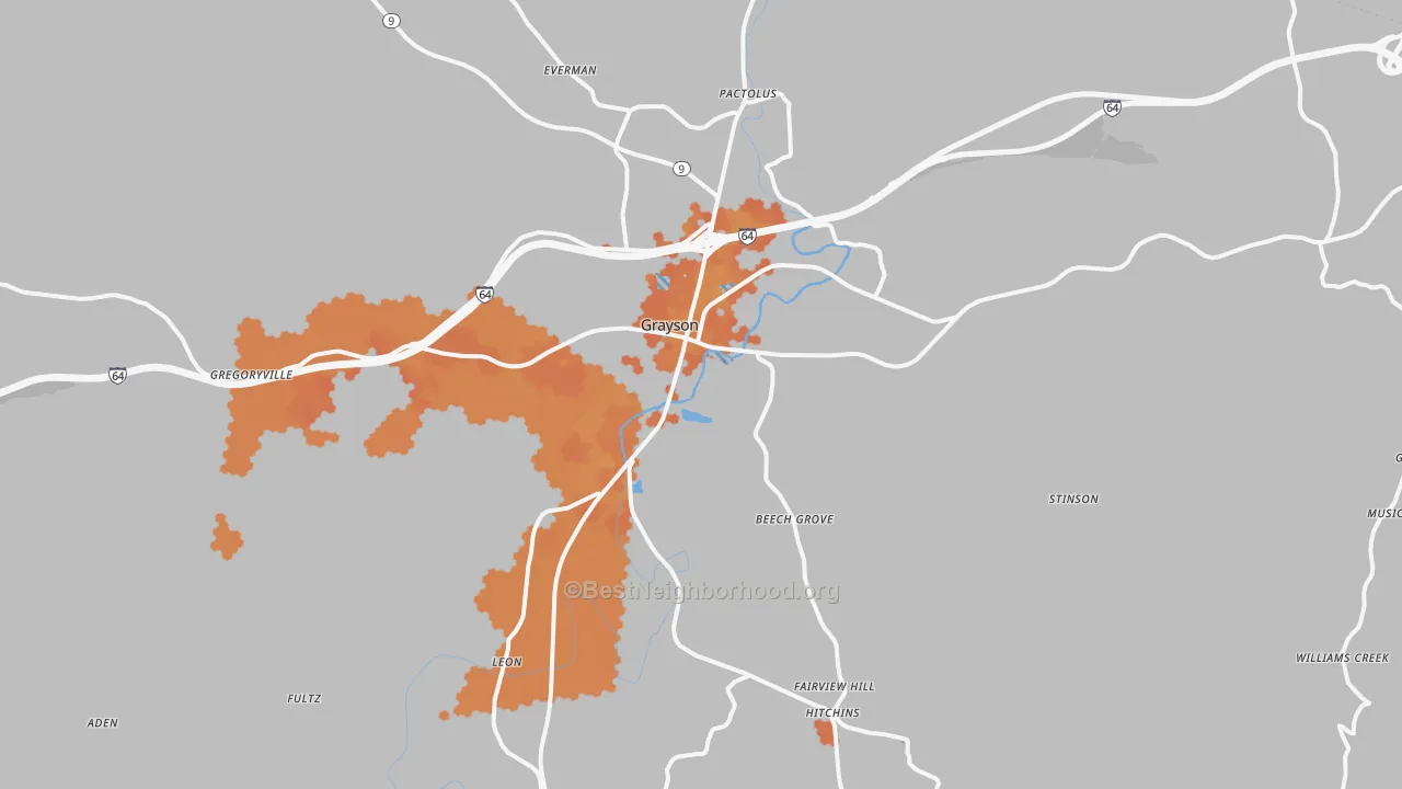 Bike Grade map of Grayson, KY
