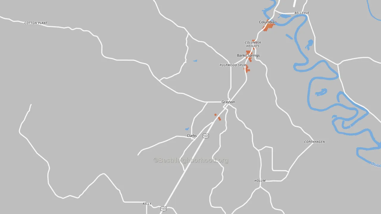 Bike Grade map of Grayson, LA