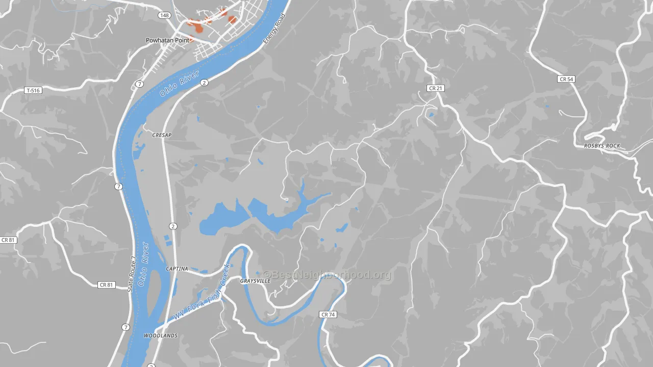 Bike Grade map of Graysville, WV