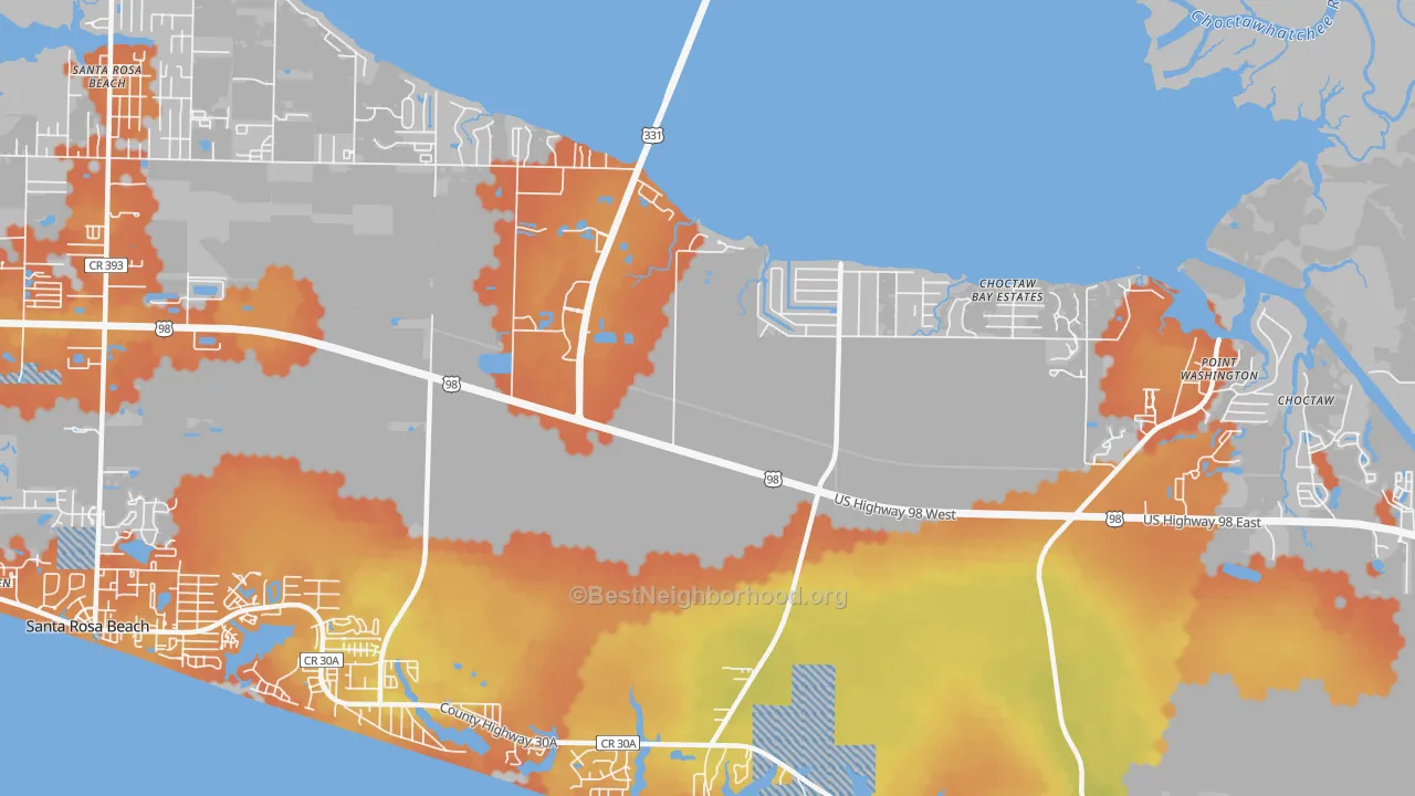 Bike Grade map of Grayton Beach, FL