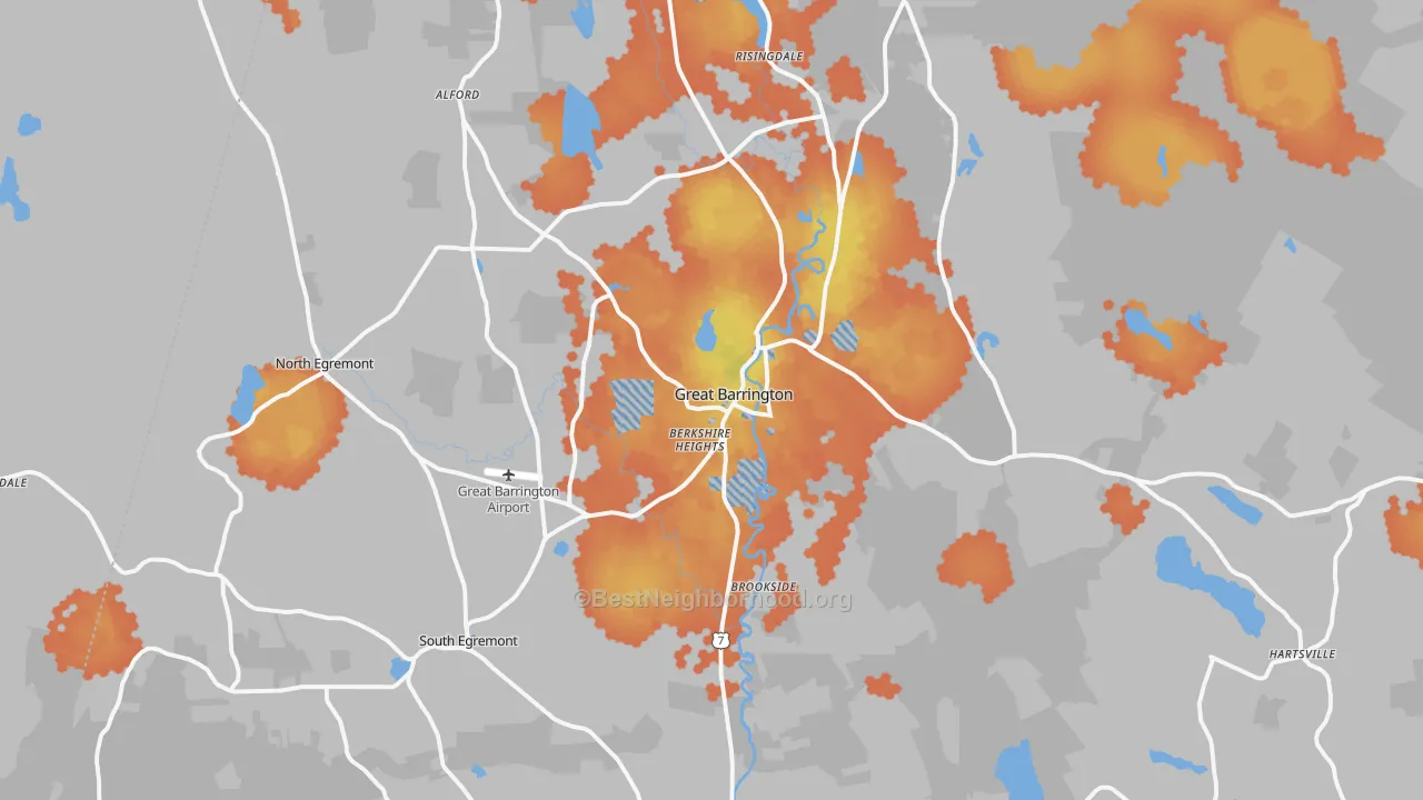 Bike Grade map of Great Barrington, MA
