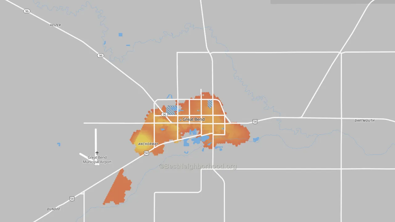Bike Grade map of Great Bend, KS