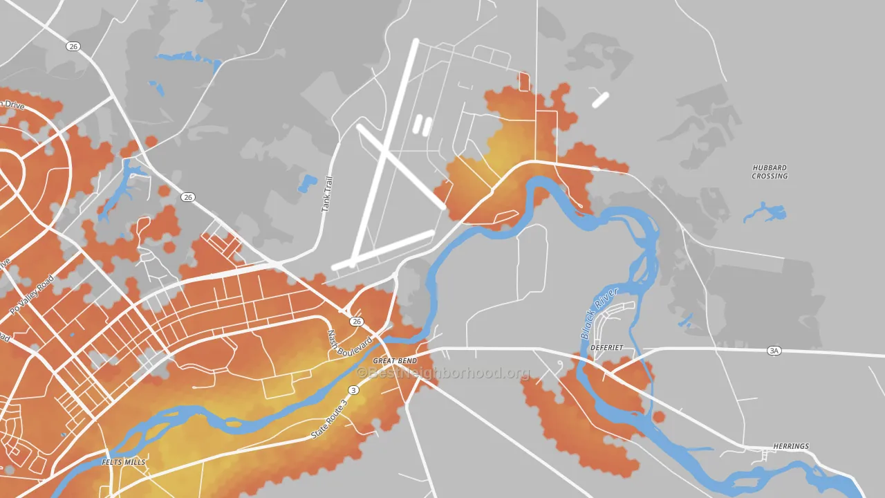 Bike Grade map of Great Bend, NY