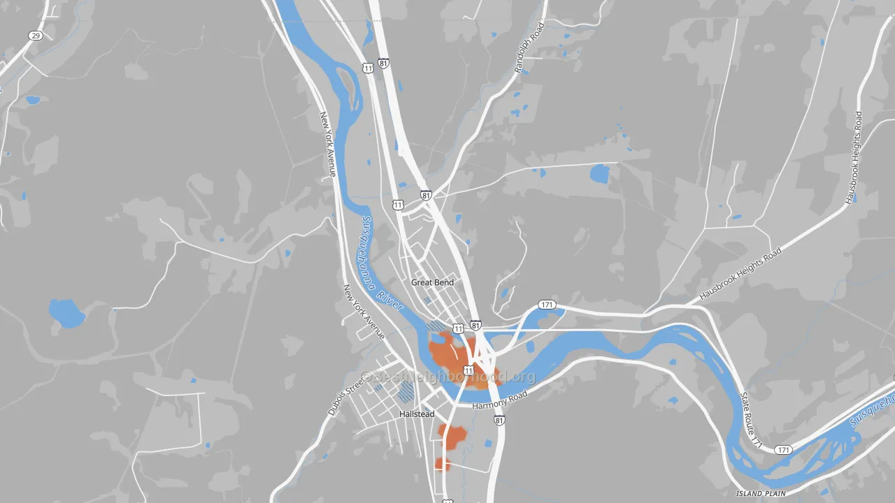 Bike Grade map of Great Bend, PA