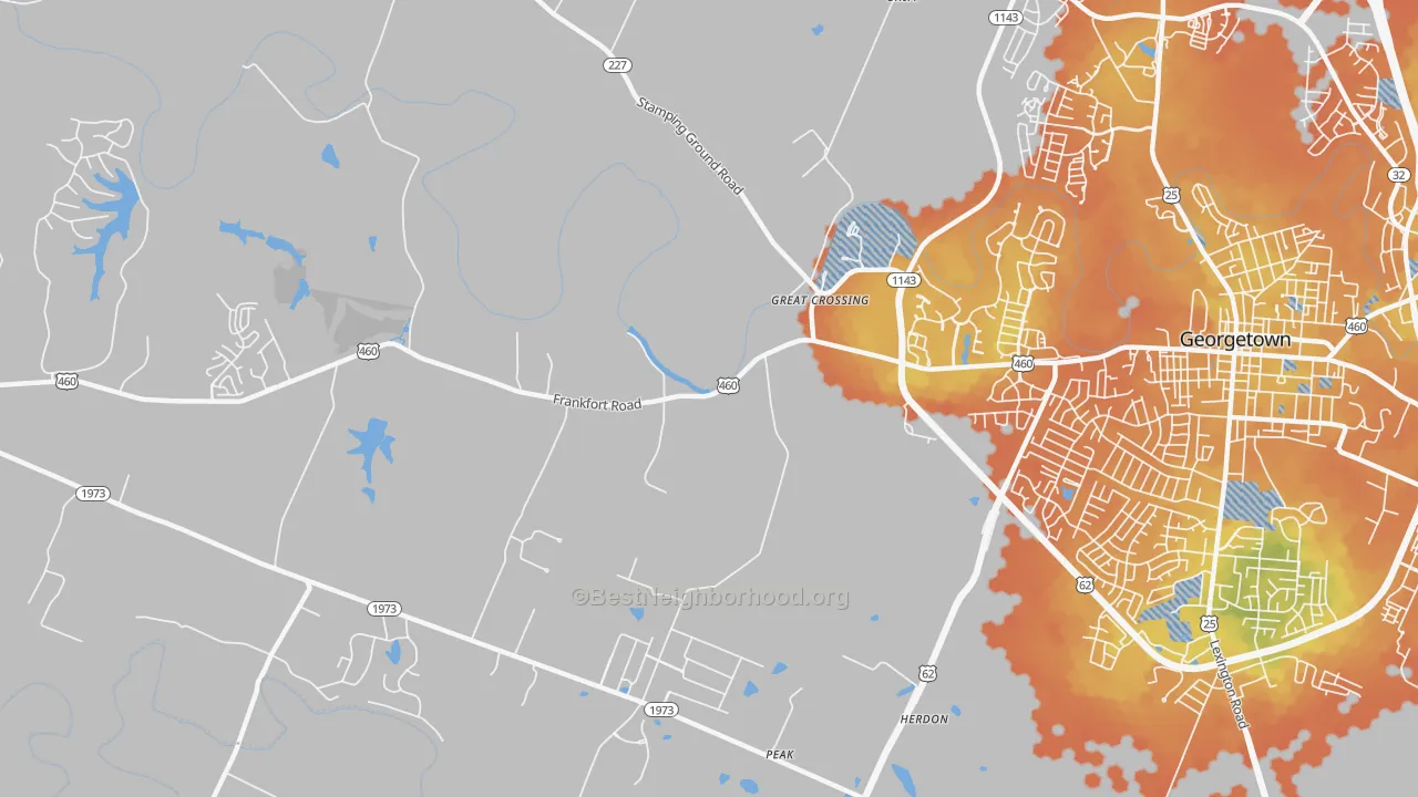 Bike Grade map of Great Crossing, KY