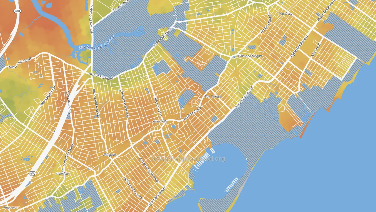 Bike Grade map of Great Kills, Staten Island, NY