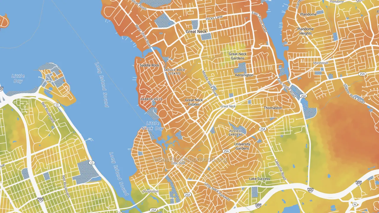 Bike Grade map of Great Neck Estates, NY
