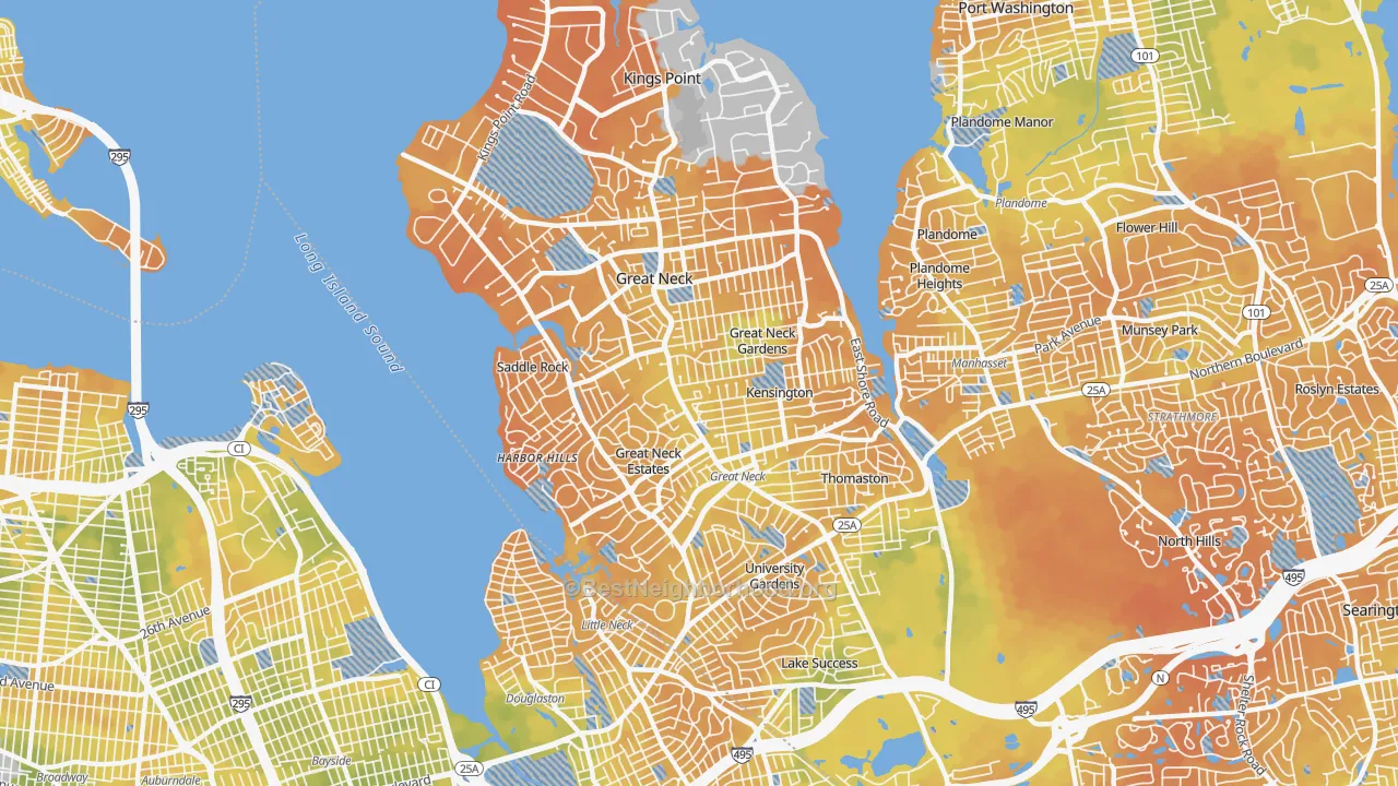 Bike Grade map of Great Neck, NY